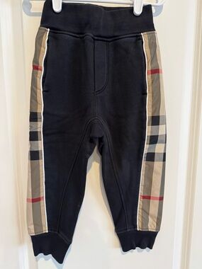 Burberry Black Sweatpants with Iconic Nova Check Side Panels